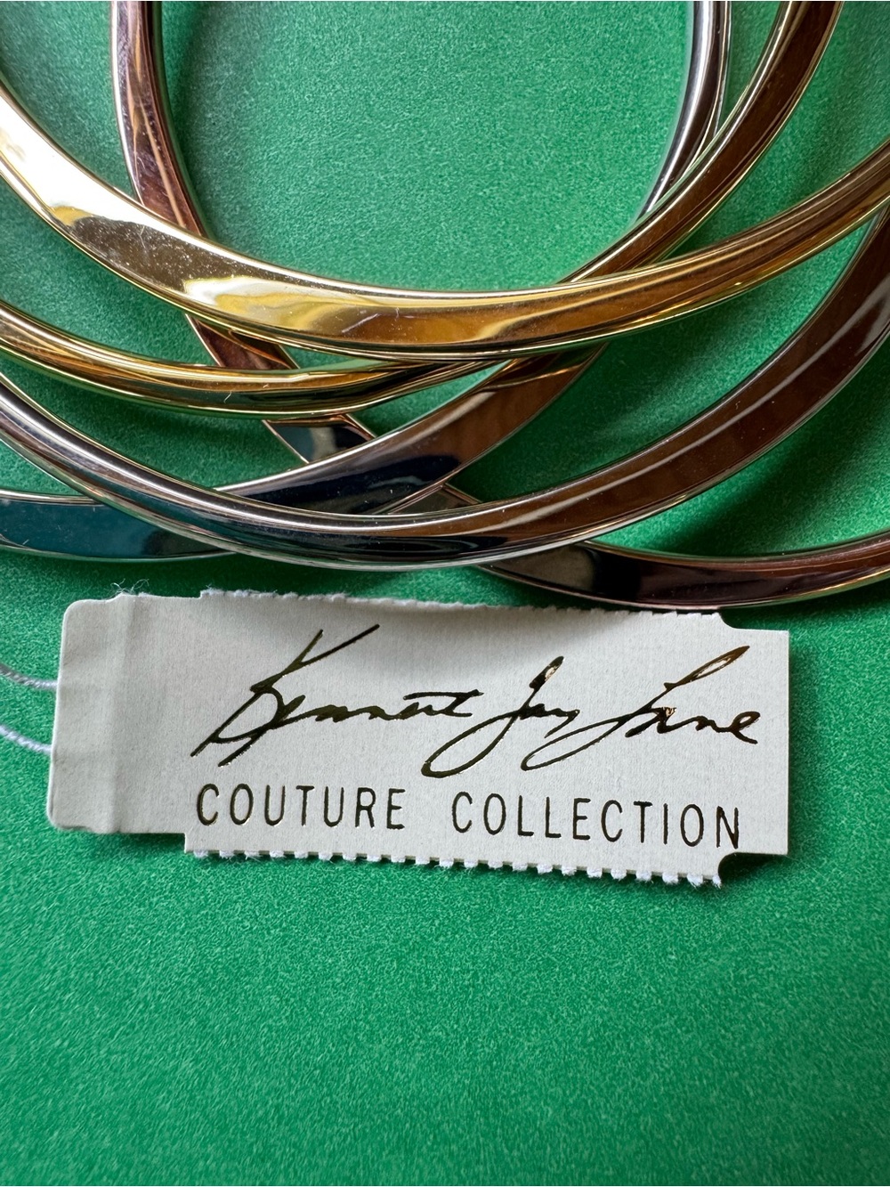 Kenneth Jay Lane Gold, Rose Gold & Silver Stacked Bangles